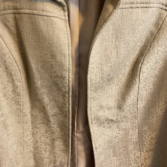 Coldwater Creek Jacket Women’s SZ 12 Tan Demask Abstract Print Open Lined Cotton - Picture 6 of 10